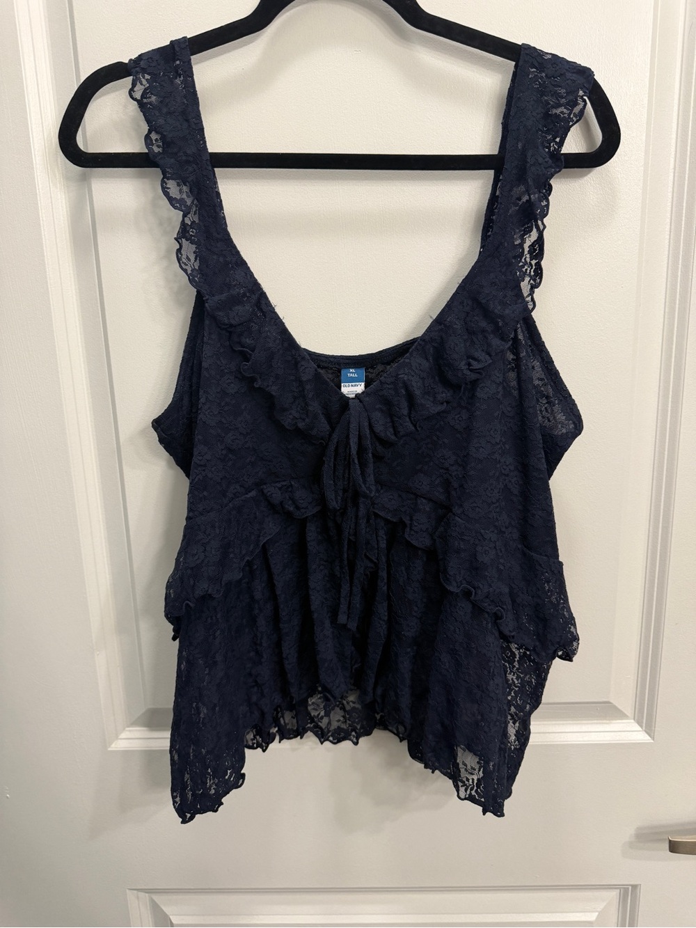 Old Navy Navy Lace Ruffle Sleeveless Top